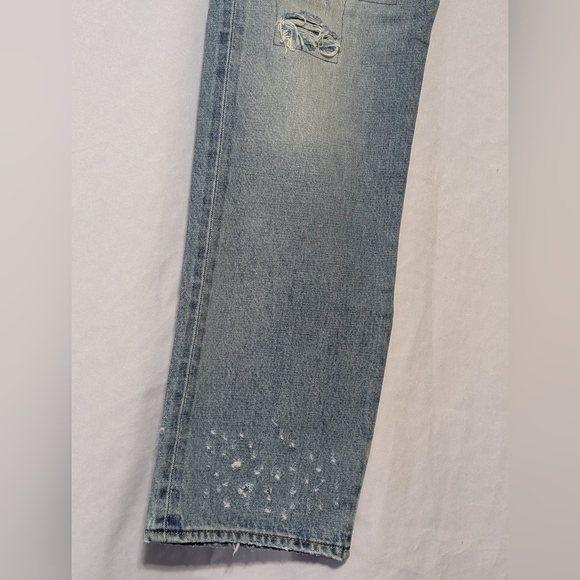NWT Levis 501 Original Transitional Straight Leg Destructed Selvedge Jeans 32x31 - Picture 10 of 16